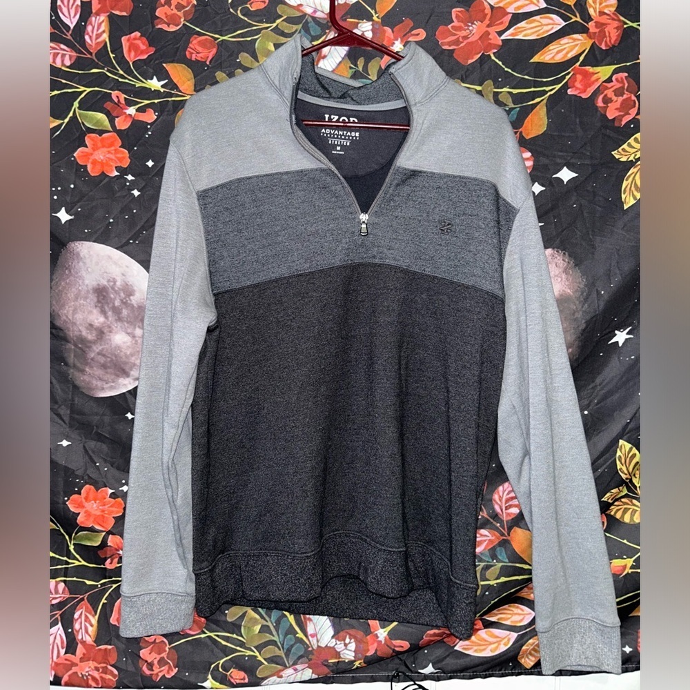 🚨2 for $20!🚨Men's Size Medium Gray Izod Performance Stretch Quarter Zip Jacket